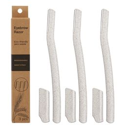 Rasoir à sourcils biodégradable pour femmes rasoir de sécurité outils de maquillage polyvalents pour l'épilation (lot de 3) respectueux de l'environnement