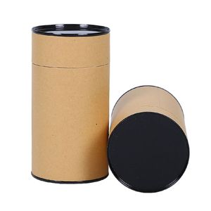 Biologisch afbreekbaar gerecycled op maat gemaakte zwarte ronde kraftpapier buisdoos voor cosmetische containers