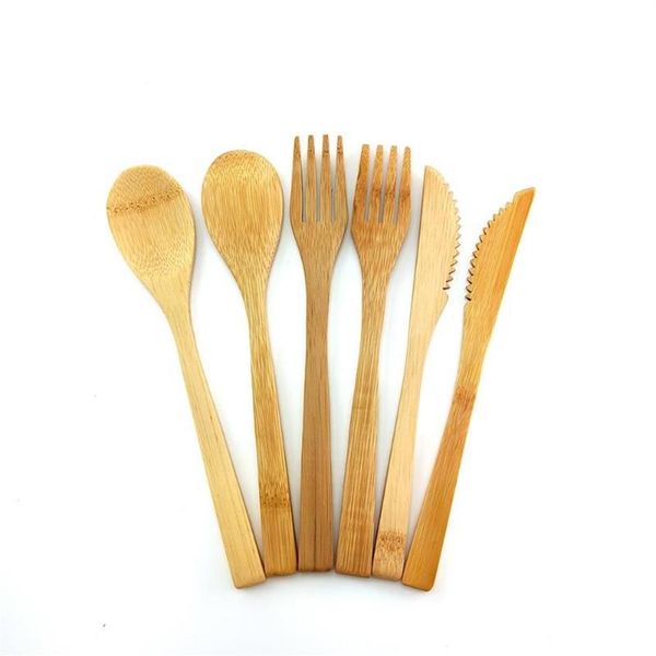 Biodegradable Totally Bamboo 3pcs Bamboo Flatware Set Spoon Safe Spoon Lnife Coconut Wooden Utensil Set2787 set2787