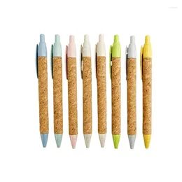 Stylo à bille biodégradable en paille de blé, stylos en liège à motifs respectueux de l'environnement