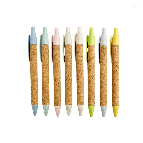 Stylo à bille biodégradable en paille de blé, stylos en liège à motifs respectueux de l'environnement