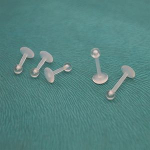 Bioflex – clou de retenue pour lèvres, anneaux Labret droits, boucles d'oreilles en acrylique transparent, Bio 6mm 8mm 10mm 16G, Piercing corporel à la mode, bijoux 257n