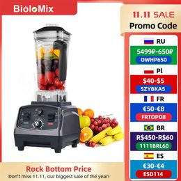 BioloMix 3HP 2200W Zware commerciële kwaliteit Timer Blender Mixer Juicer Fruit Keukenmachine Ijs Smoothies BPA 2L Pot H1103240l
