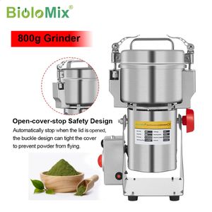 BIOLOMIX 800G 700G Korrels kruiden Hebals Cereals Coffee Dry Food Grinder Mill Shorking Machine Gristmill Meel Powder Crusher 240328