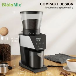 Biolomix Conical Burr Coffee Grinder avec montagne numérique Affichage 31 Paramètres précis pour expresso / goutte à goutte / brassage à froid 240328