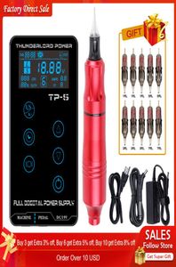 Biomaser TP5 Complete Tattoo Machine Kit Roterende Pen Met Cartridges Naalden Tattoo Gun Professionele Tatoo Voedingen5585714