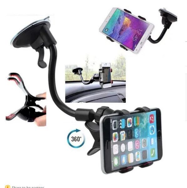 Bionanosky Universal 360° en el parabrisas del coche Soporte para tablero de instrumentos Soporte de montaje para iPhone Samsung GPS PDA Teléfono móvil Negro