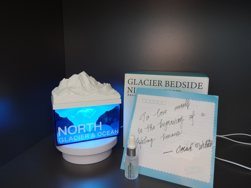 BIOOBICO Glacier Night Light, atmendes intelligentes Nachtlicht, 5 Modi, Bluetooth 5.1-Verbindung, mit Gletscher-Diffusorsteinen und Aromatherapie