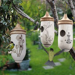 Bird Cages 1Pcs Handmade Outside Wooden Hummingbird House Hanging Swing for Wren Swallow Sparrow Houses Gift Nature Lovers 221128