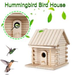 Cagas de pájaros Accesorios de jaulas Casas para pájaros para la casa de madera Caja de anidación de la casa Nidos colgantes Decoración del jardín del hogar1242854
