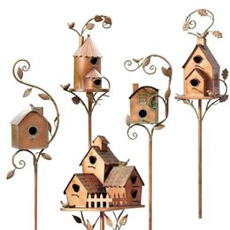 Bird Cages Garden Stake House Aantrekkelijke voeder Exquisite Stakes Metalen kunst met staaf voor Home Decor 221128 Drop levering Pet Pet Supplies Dh7HK