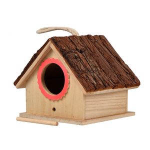 Cages d'oiseau Cage de haute qualité S nid Hummingbird House Box Hanging Decoration Creative Wallmounted Wood Outdoor 230130