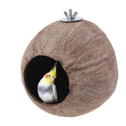 Vogelkooien k5dc nest 24 gat openen kokosnootschaal nesthuis voor parakeet speelgoed hut natuurlijke huid kooi 230130