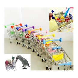 Bird Cages Mini Supermarket Shop Cart Colorf Grappige Play Toys Trolley Pet Parrot Hamster Toy Drop Delivery Home Garden Supplie DHZ8L