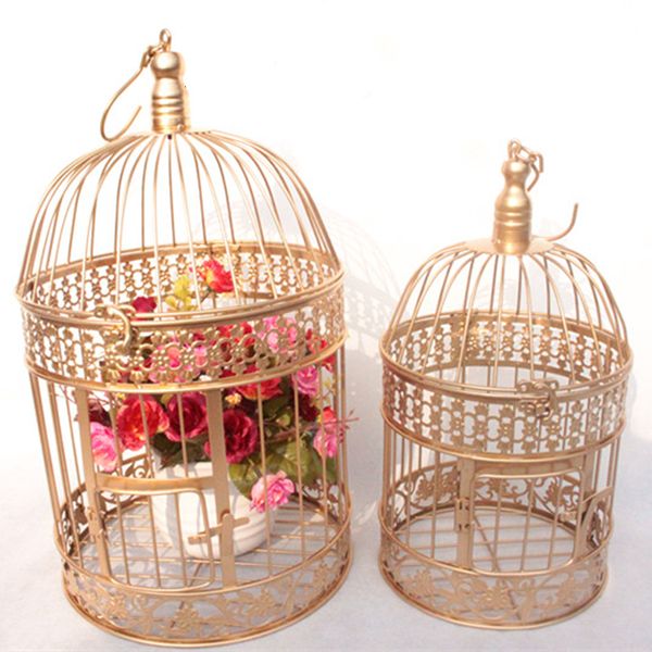 Cages à oiseaux Cage en métal moderne européenne en fer forgé décoration de mariage ornements de fleurs Pot succulent 230909