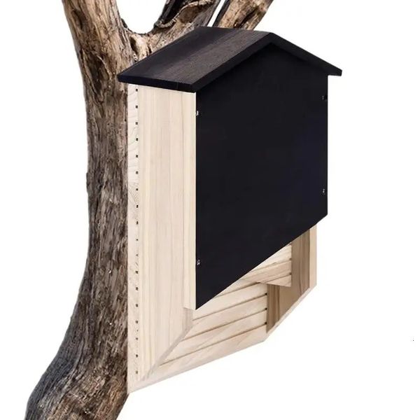 Jaulas de pájaros Refugio al aire libre para murciélagos Caja de hábitat de madera Casa reutilizable Decoración de madera Nido de hibernación 231211