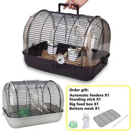 Cages à oiseaux Cage de transport d'oiseaux portable Cage de perroquet pour animaux de compagnie avec mangeoire Transparent détachable petit perroquet cage de transport oiseau fournitures de plein airvaiduryd