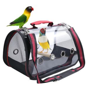 Bird Cages Portable Clear Parrot Transport Cage Breathable Travel Bag Small Pet Rabbit Guinea Pig Outdoor 230923