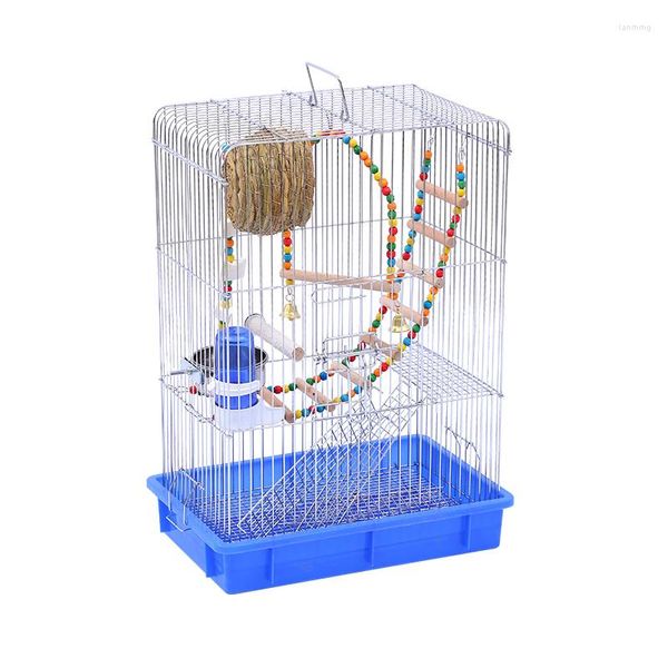 Jaulas para pájaros caja de acero inoxidable jaula alimentador ornamento casa colgante grande loros canarios Vogel Speelgoed pájaros accesorios DL60NL