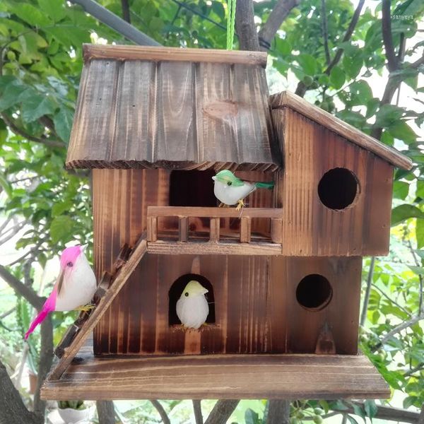 Cage à oiseaux en bois, support d'ornement, mangeoire en bois pour canari d'extérieur, grande maison, nid de perroquet, Nidos Para Pajaros, accessoires DL6NL