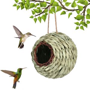 Cages à oiseaux en paille, nid d'oiseau chaud d'extérieur, produits pour animaux de compagnie, nid d'herbe suspendu, décoration de jardin