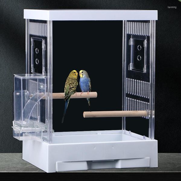 Cages à oiseaux en acrylique blanc, mangeoire transparente, grands canaris, perroquets d'extérieur, Gabbia Per Uccelli, fournitures pour pigeons DL60NL
