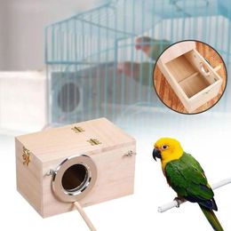 Jaulas para pájaros Caja de cría de pájaros de madera Caja de nido de periquito Jaula de periquitos Casa de pájaros de madera para loros Agapornis Pinzones Parrotlets Apareamiento Bo M3R1 231201