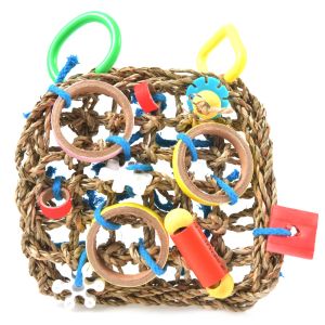 Les jouets de perroquet net grimpant des oiseaux tissés de corde de chanvre de chanvre de chanvre jouent à mâcher de la recherche de perroquets colorés drôles