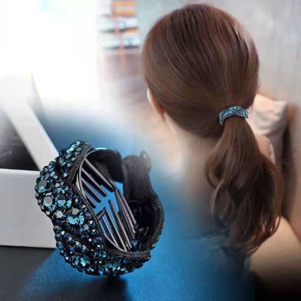 Bird Nest Twist Floral Sparkling Crystal Stone tressé Crystal Coils Clips Hair Claws Hair Bun Clip Rhinaistone Hairpin