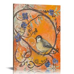 Peintures d'oiseau toile art mural oiseaux sur arbre branche imprimés d'image de chambre à coucher vintage décorations de ferme