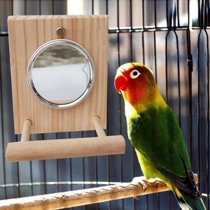 Bird Parakeet Mirror voor Cage Parrot Perch Stand houten vogel swing speelgoed Parakeet accessoires voor valkparkiet aan de valkuimte Finch Lovebird