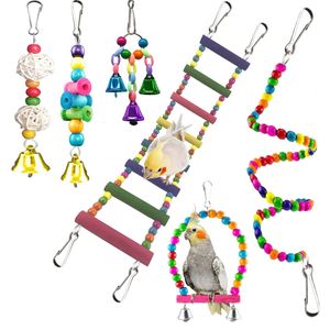 Vogel Papegaai Schommel Speelgoed Kauwen Opknoping Hangmat Bel Ladder voor Kleine Parkieten Valkparkieten Conures Vinken KDJK2304