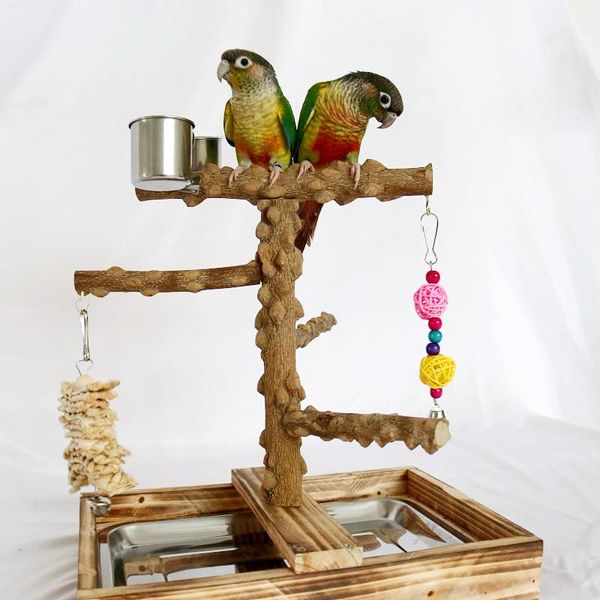 Bird Perch Platform Stand Wood Parrot Playground Cage Accesorios para pequeños Anminals Rat Hamster Gerbil Rat Mouse Lovebird Pinzones Conure Budgie Ejercicio Juguete