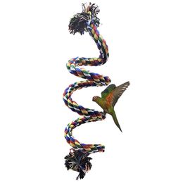 Bird touw Perch Spiral katoenen papegaai swing klimmend speelgoed met bel en hangende clip voor papegaaien, budgy's, araws, parkieten en andere kleine vogels