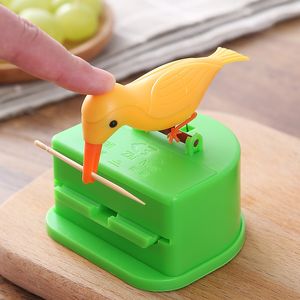 Dispensador de palillos de dientes para pájaros, palillo telescópico automático tipo empuje, decoración de cocina