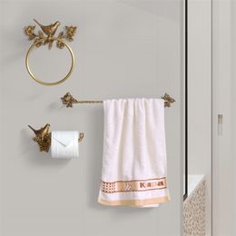 Bird Towel Ring Carved Toilet Paper Holder Creative Towel Bar 18 Inch Bathroom Accessories Antique Brass 3pcs Bath Towel Set LJ201209