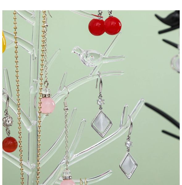 Collar de joyas de árbol de pájaros soporte de arete de rejilla exhibición de joyas de la bandeja de la bandeja de la bandeja de la bandeja del soporte accesorios del soporte del soporte