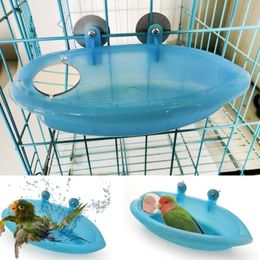 Vogelwaterbadbad voor huisdier kooi hangende kom papegaaien paraket vogel bad+spiegel vogelbad