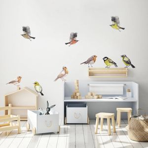 Birds Tit Finch Sp Watercolor Nursery Stickers Wall Autocollants amovibles DIY PEEL AND Stick Decs Kids Room Interior Home Decor 240426