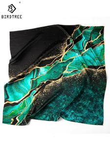 BirdTree 100%Mulberry Silk Art Print Satin Scarf Spring Autumn Office Lady Shawl ontworpen Elegant Wrap Kerchief A30618QM 240325