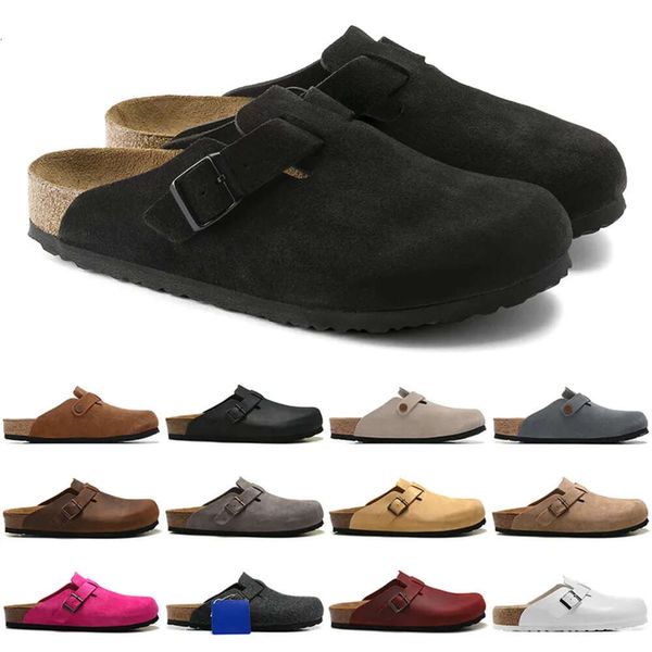 BirkenMen Femmes Designer Diapositives Sabots Sandales En Daim Souple En Cuir Taupe Moka Noir Blanc Rose Hommes Mode Éraflures Stocks Pantoufles En Plein Air Chaussures