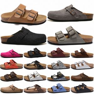 Birkens tock Arizona Zuecos Sandalias Hombre Mujer Marrón Microfibra Birko-Flor Sliders Boston Soft Mules Plantilla