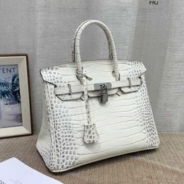 Birkinbag 7a Birki Handtassen Himalayan Diamond Buckle Bags Handgemaakte Highsensitive Womens Bag Witte krokodil patroon Leer ingelegde diam Kellyity