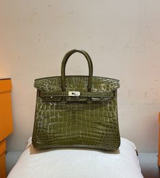 bolso Birkinbag BirkinbagTotes Casco de marca de 25 cm de más alta calidad Crocodile Skin Bolso de lujo Bolso inspirado en la línea de cera totalmente hecha a mano Oli