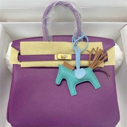 Sacs Birkinbag Hejia sac à main BK25 30 35SWift Top Laye Coue Coue Coue Cousue P9 Anemone Purple Grand Capacité AYW