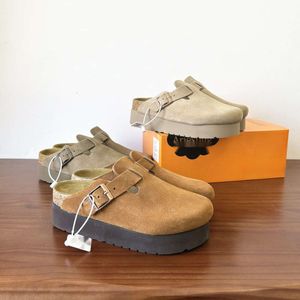 Birkinstock klompt slipper boken designer schoenen uggslipper lederen hoogte boken half uggliss slipper zomermode met spons sandalen uggg sandaal luxe 182