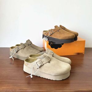 Birkinstock klompt slipper boken designer schoenen uggslipper lederen hoogte boken half uggliss slipper zomermode met spons sandalen uggg sandaal luxe 732