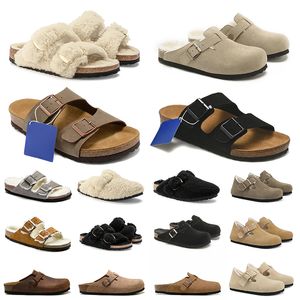 Birkinstocks sandalen beroemde ontwerper dames herenslippers bont dia's platform sandalen mode shearling suède lederen gesp voorraad klompen pantoffel casual schoenen