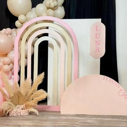 Pano de fundo de aniversário, decoração de casamento, arco-íris, acrílico, balão, arco, flor, cenário de parede, palco de casamento 97