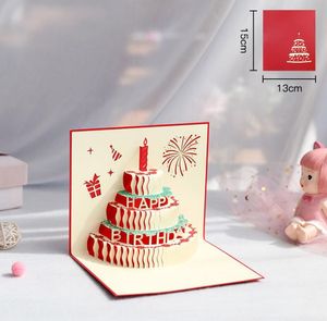 Verjaardagstaart 3D Pop-up Gift Groet 3D-Blessing Kaarten Handgemaakte Papier Creatieve Happy Kerstkaart SN3024
